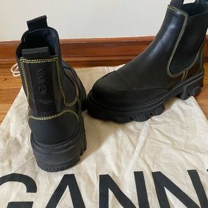 Ganni Black Lug Sole Chelsea Boots